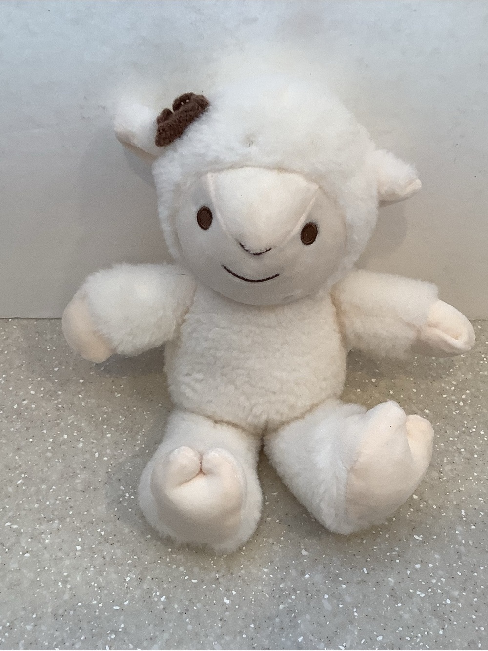Hobby Lobby White Cream Plush Lamb Brown Bow Stuffed Animal Soft Toy Lovey